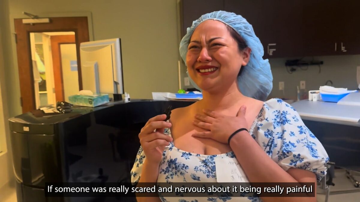 Wendy celebrating clearer vision and newfound freedom after LASIK surgery