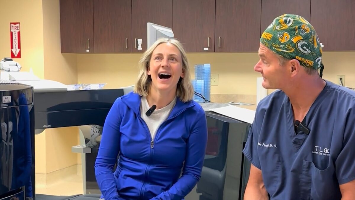 Patients sharing emotional success stories and clearer vision results after surgery with Dr. Louis Probst.